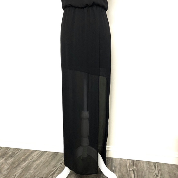Lush Elegant Maxi Dress Deep V Back Black XS - Picture 14 of 16